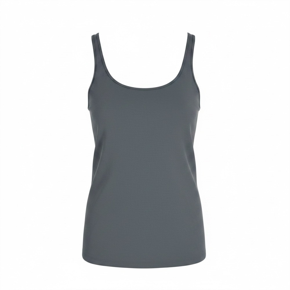 Eileen Fisher Tank Top Large Gray Organic Cotton Scoop Neck Minimalist Basic
